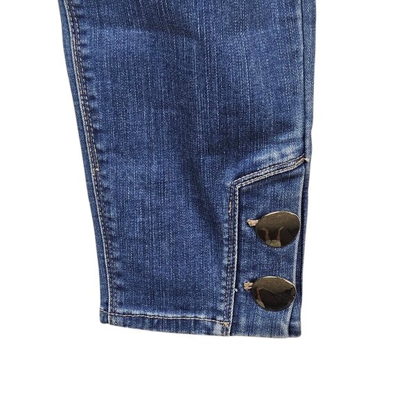 White House Black Market Jeans The Skinny Ankle Embellished Mid Rise Blue Size 6 - Picture 8 of 11